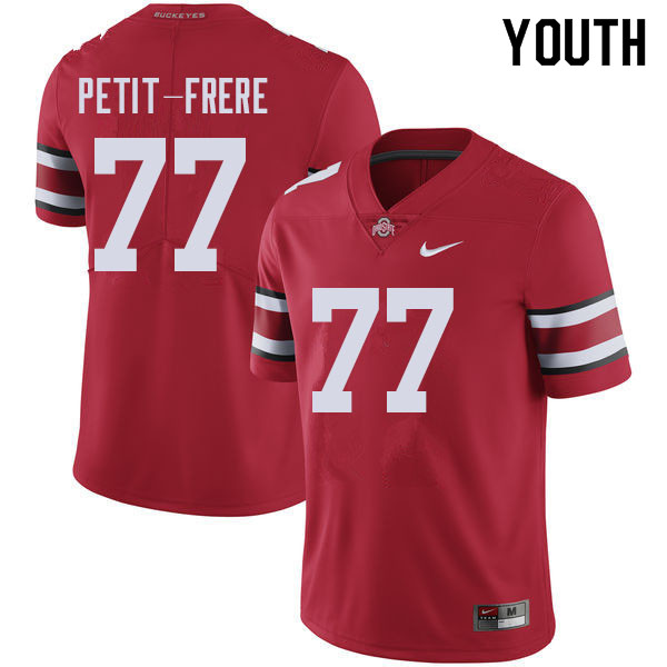 Ohio State Buckeyes Nicholas Petit-Frere Youth #77 Red Authentic Stitched College Football Jersey
